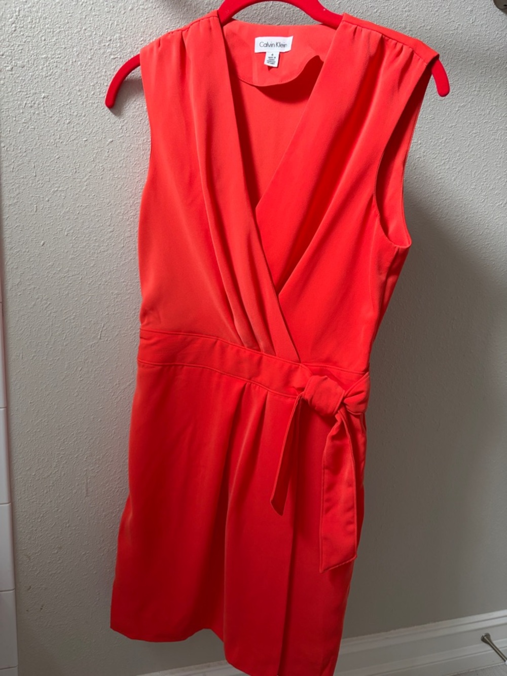 Calvin Klein orange Sleeveless wrap women’s 4 Dress